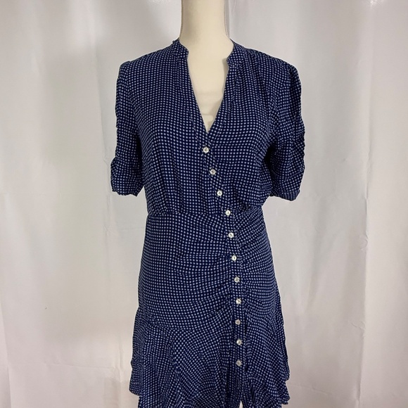 Free People Pippa Short Sleeve Mini Dress Blue Gingham Size Small NWT - Picture 3 of 9